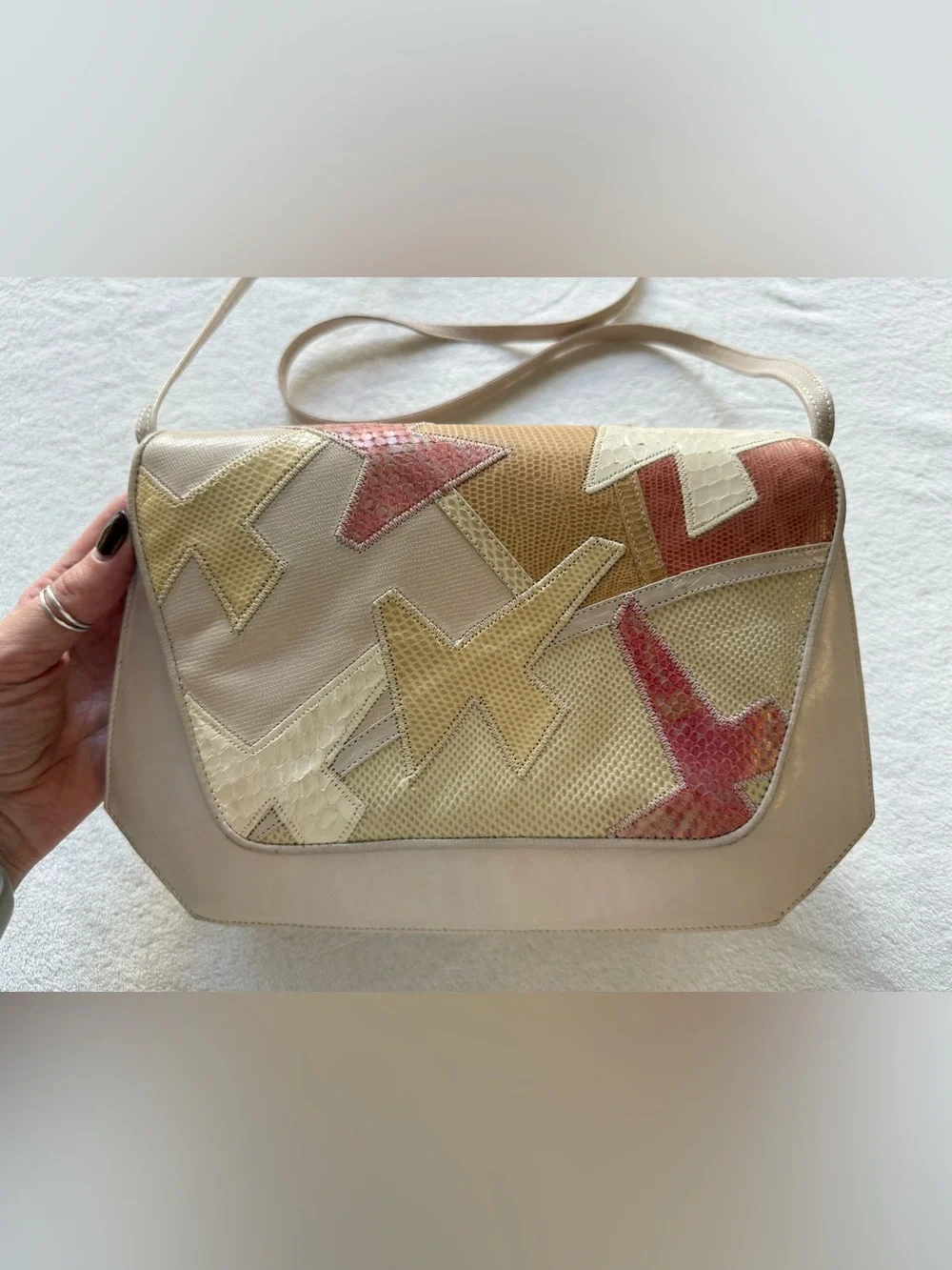 Sharif Multicolor Leather Patchwork Crossbody Vintage